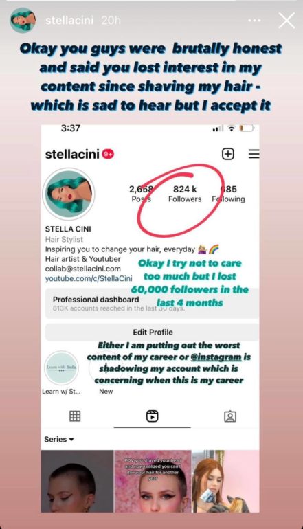 stella cini's instagram story